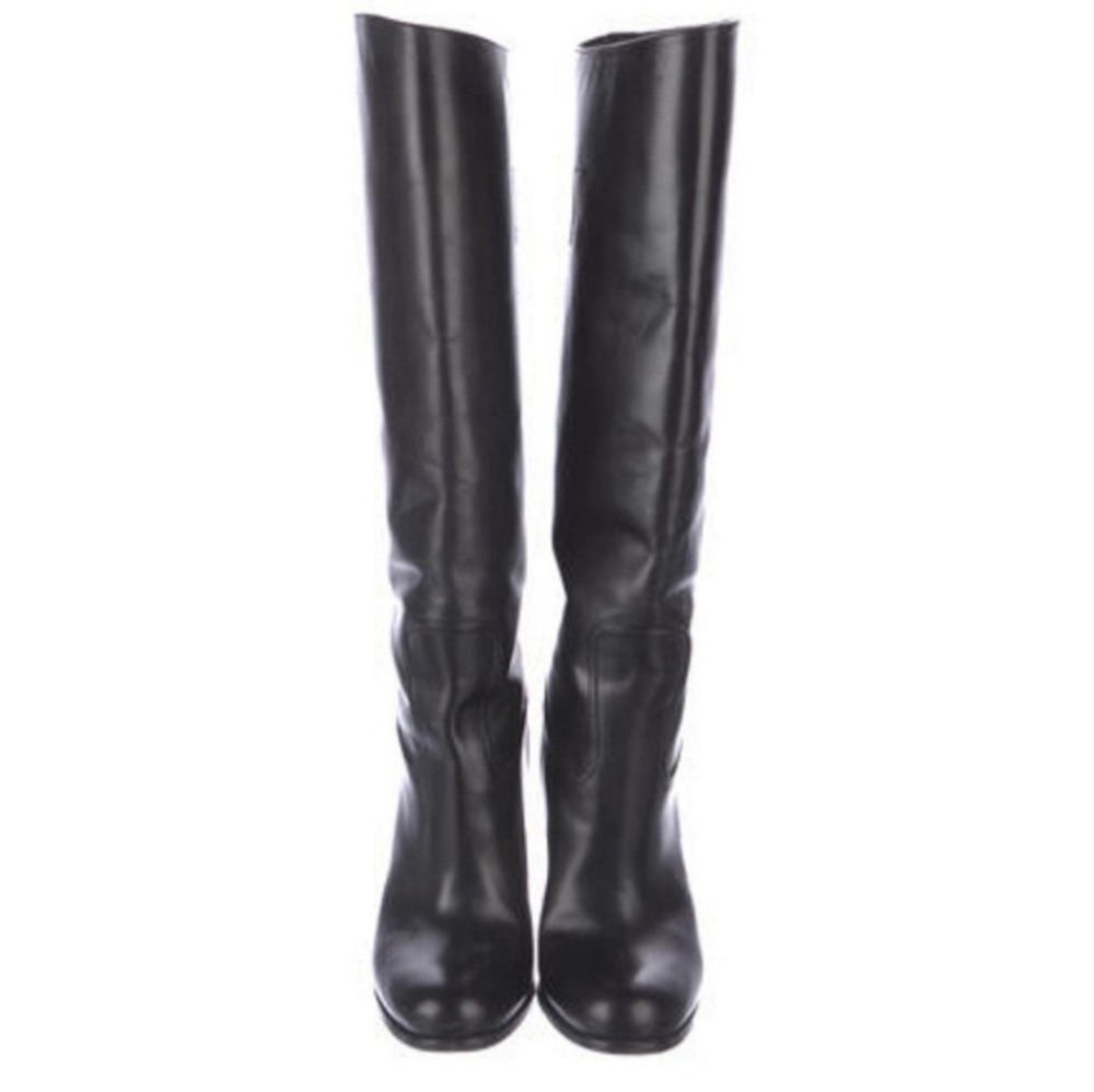 Black Tall leather Prada boots 38.5